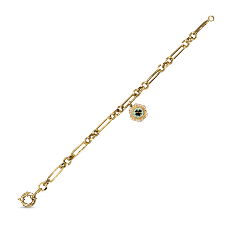 14 Ayar Altın Yonca Figürlü Halkalı Bileklik