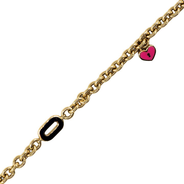 14 Ayar Altın Siyah Detaylı Kalp Figürlü Bileklik
