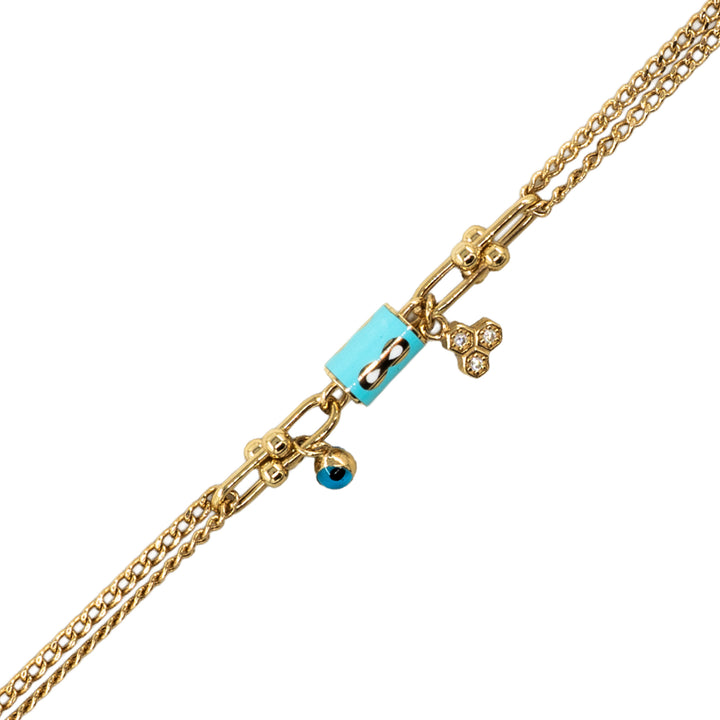 14 Ayar Altın Turkuaz Taşlı Zincir Bileklik