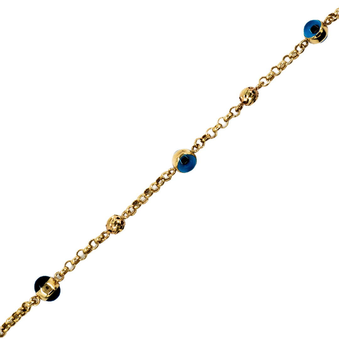 14 Ayar Altın Nazar Boncuklu Zincir Bileklik