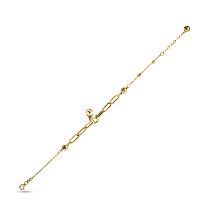 14 Ayar Altın Dorika ve Kilit Figürlü Ataç Zincir Bileklik