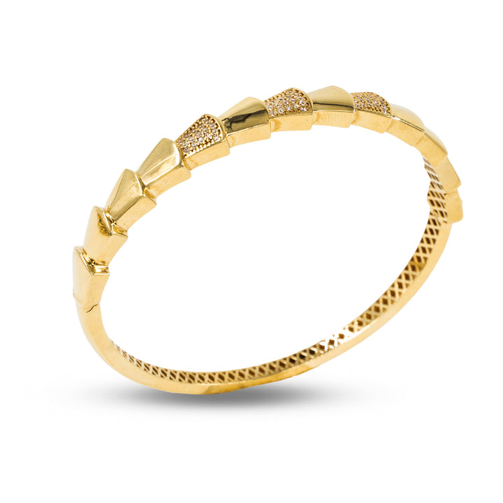 14 Ayar Altın Üçgen Figürlü Taşlı Kelepçe