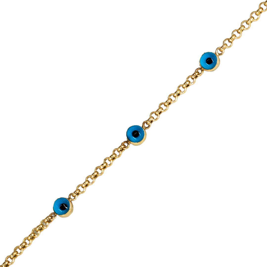14 Ayar Altın Nazar Boncuklu Zincir Bileklik